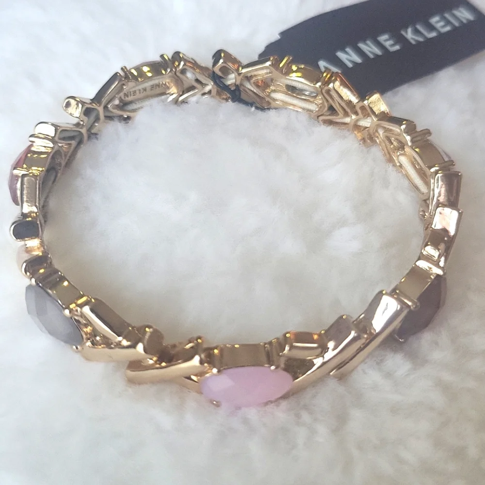 Anne Klein Gold Bracelet with Pink Accents - Picture 1 of 3